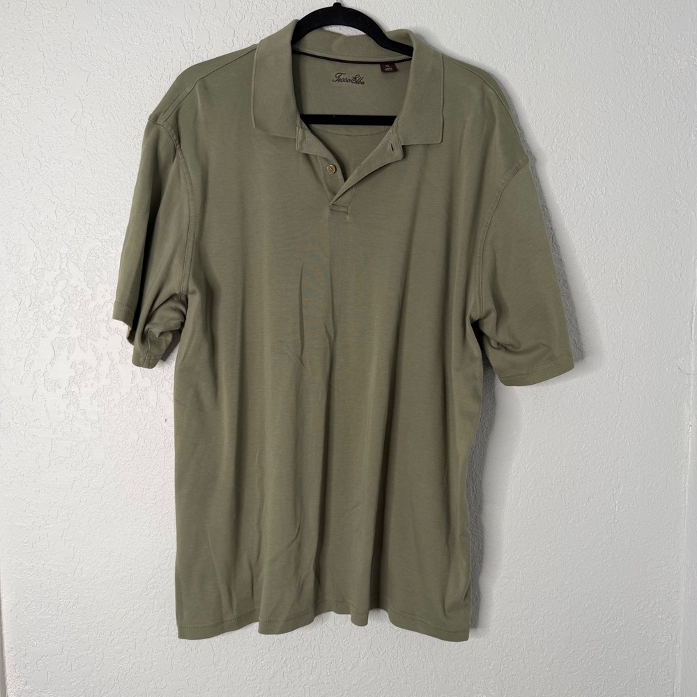 Tasso Elba Mens XL Olive Green Supima Cotton Short Sleeve Polo Shirt Classic Fit